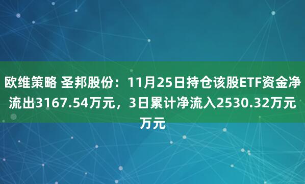 欧维策略 圣邦股份：11月25日持仓该股ETF资金净流出3167.54万元，3日累计净流入2530.32万元